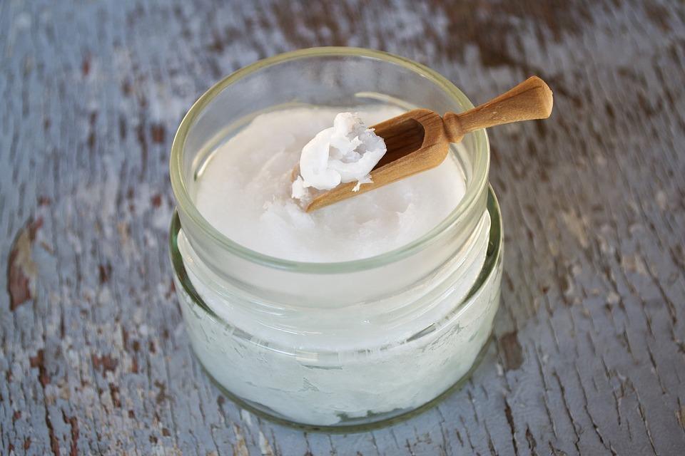 Coconut Oil On Wooden Spoon Coconut Oil In Glass Jar